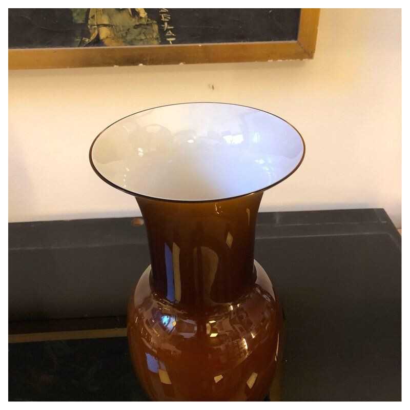 Vintage brown vase in Murano glass