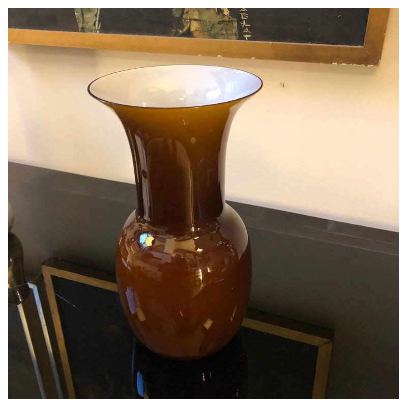 Vintage brown vase in Murano glass
