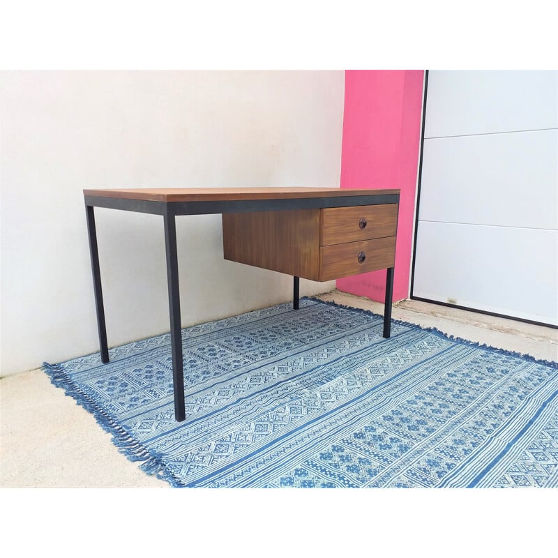 Vintage teak desk with metal structure