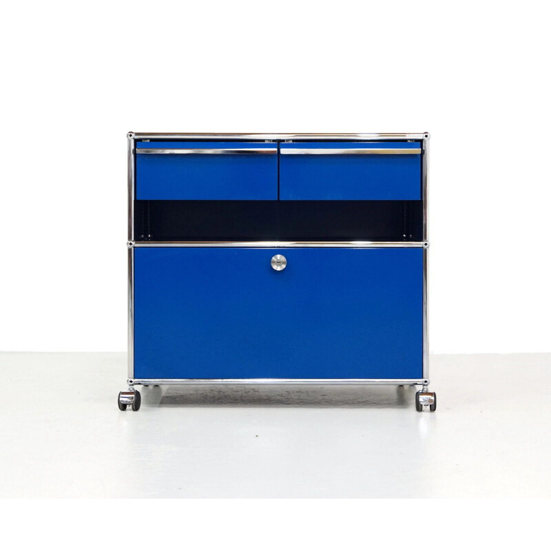 Vintage blue cabinet in metal by UMS Haller