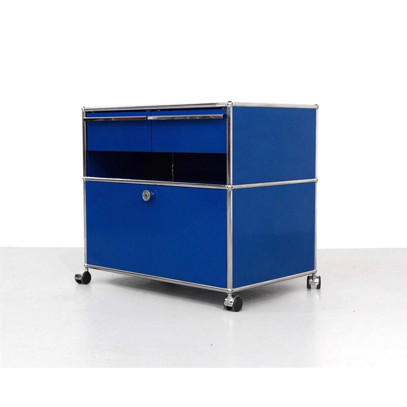 Vintage blue cabinet in metal by UMS Haller