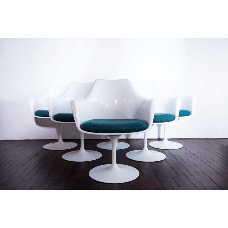 Set of 6 vintage armchairs Tulip by Eero Saarinen for Knoll International 1950s