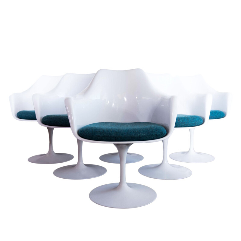 Set of 6 vintage armchairs Tulip by Eero Saarinen for Knoll International 1950s