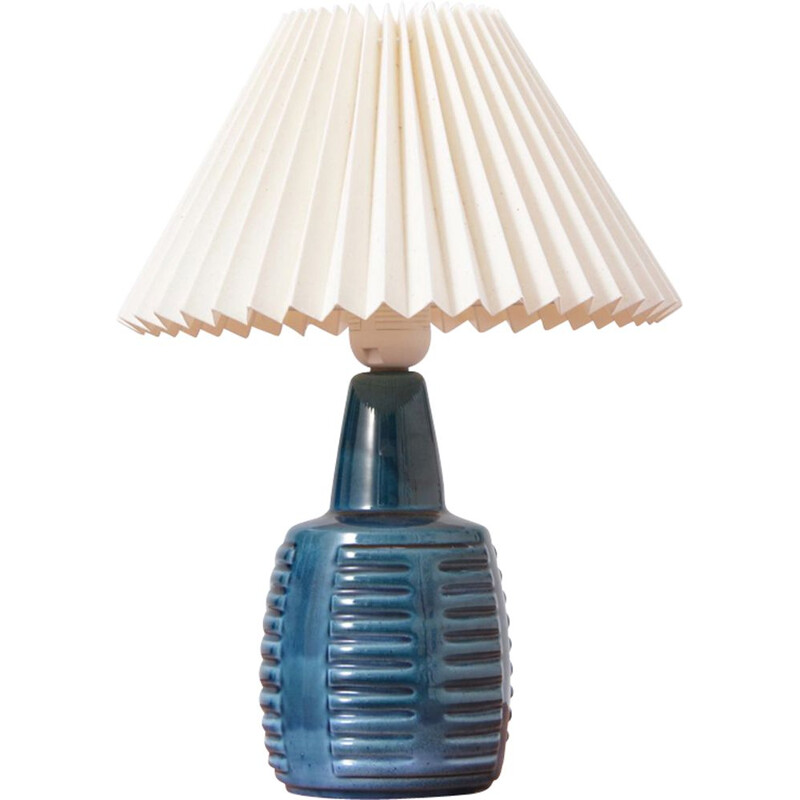 Blue ceramic table lamp by Einar Johansen for Soholm