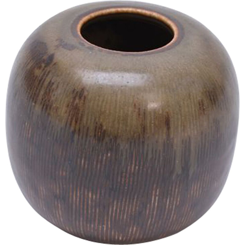Jarrón de cerámica vintage de Valdemar Petersen para Bing y Grondahl, Dinamarca