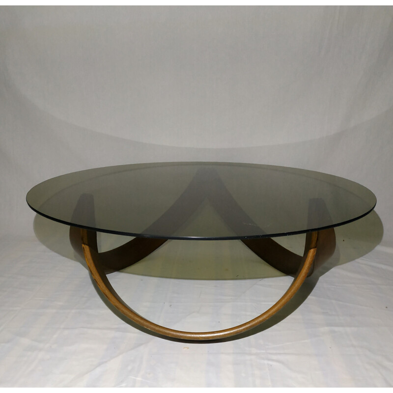 Vintage coffee table in teak and glass Scandinavian 1960s