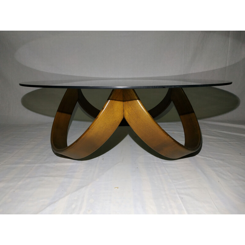 Vintage coffee table in teak and glass Scandinavian 1960s