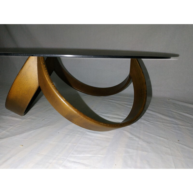 Vintage coffee table in teak and glass Scandinavian 1960s