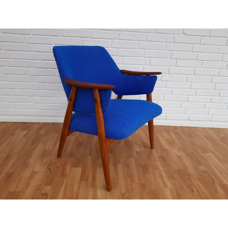 Vintage armchair in teak and beech Kvadrat wool Scandinavian 1960s