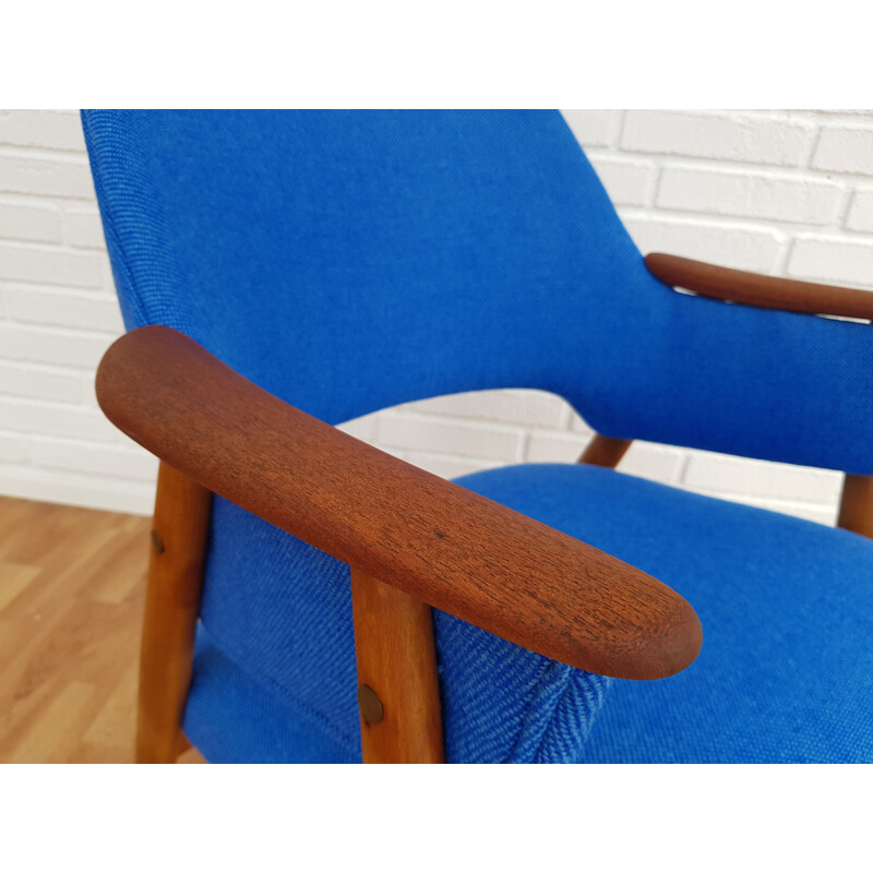 Vintage armchair in teak and beech Kvadrat wool Scandinavian 1960s