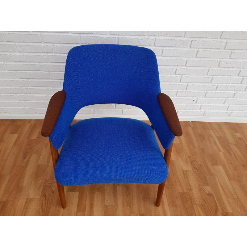 Vintage armchair in teak and beech Kvadrat wool Scandinavian 1960s