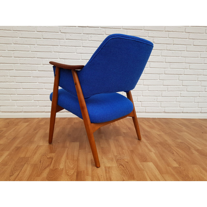 Vintage armchair in teak and beech Kvadrat wool Scandinavian 1960s