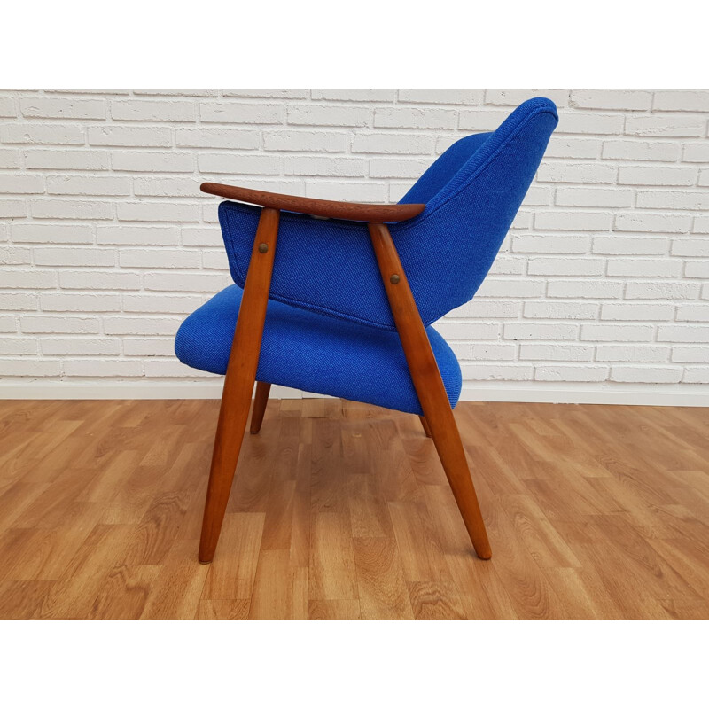 Vintage armchair in teak and beech Kvadrat wool Scandinavian 1960s