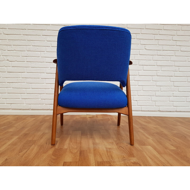 Fauteuil vintage en teck et hêtre laine Kvadrat Scandinave années 1960