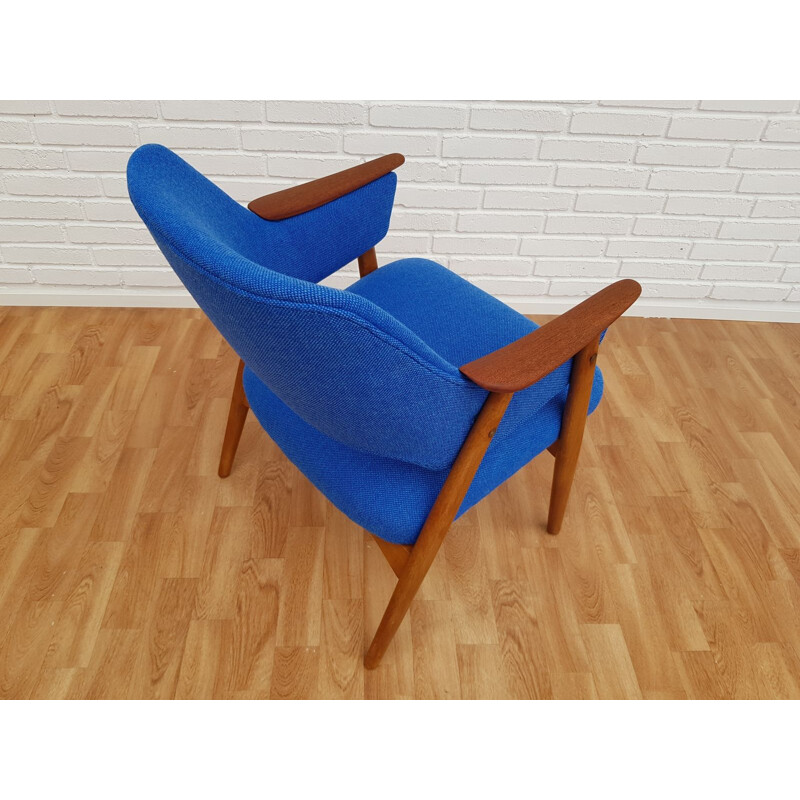 Vintage armchair in teak and beech Kvadrat wool Scandinavian 1960s