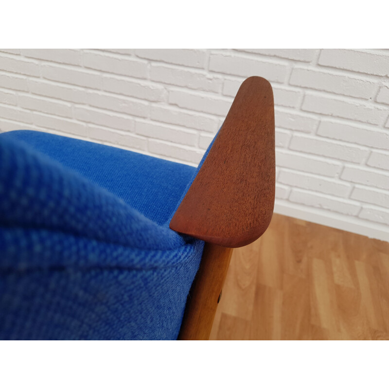 Vintage armchair in teak and beech Kvadrat wool Scandinavian 1960s