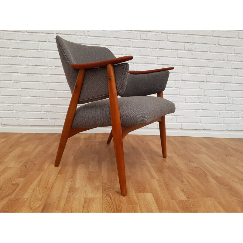 Fauteuil vintage en teck et hêtre laine Kvadrat Scandinave années 1960