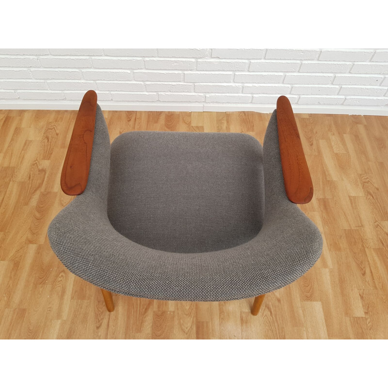 Vintage armchair in teak and beech Kvadrat wool Scandinavian 1960s