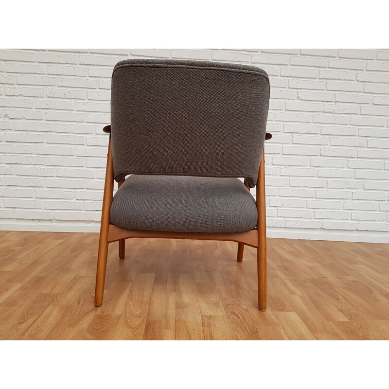 Vintage armchair in teak and beech Kvadrat wool Scandinavian 1960s