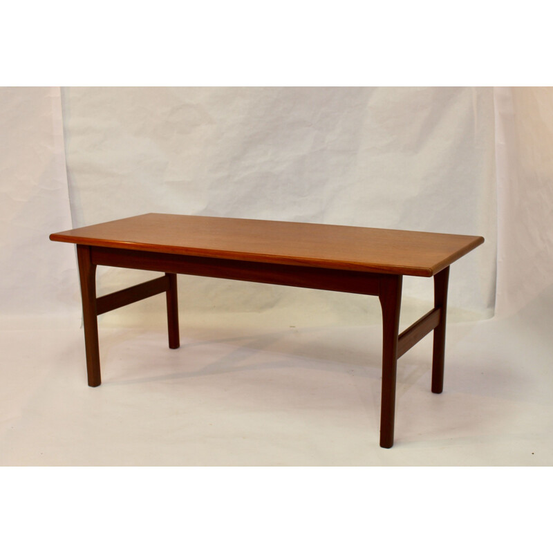 Table basse vintage en teck rectangulaire Scandinave de 1960