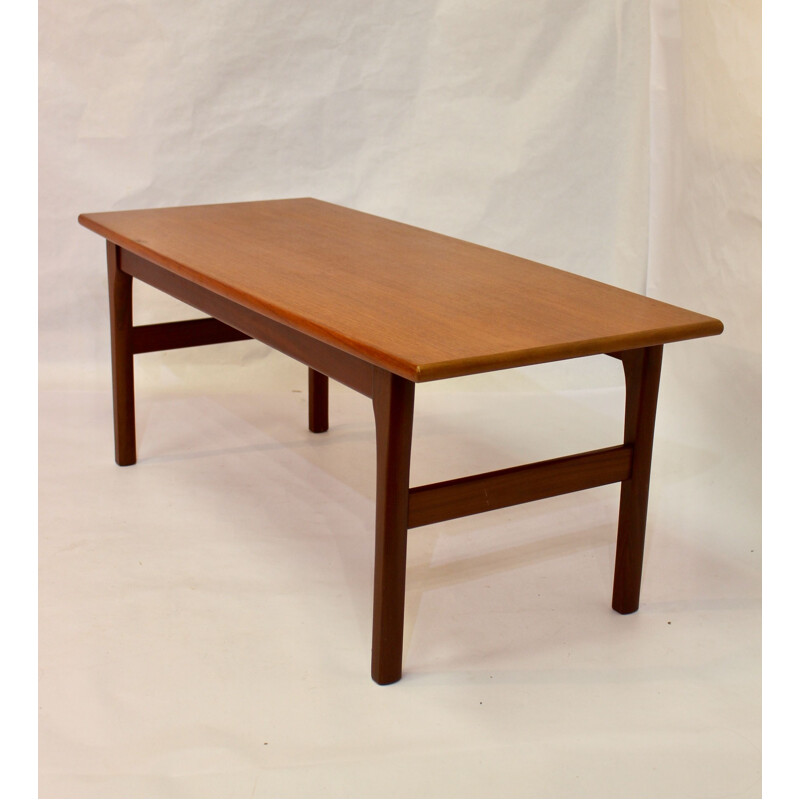 Table basse vintage en teck rectangulaire Scandinave de 1960