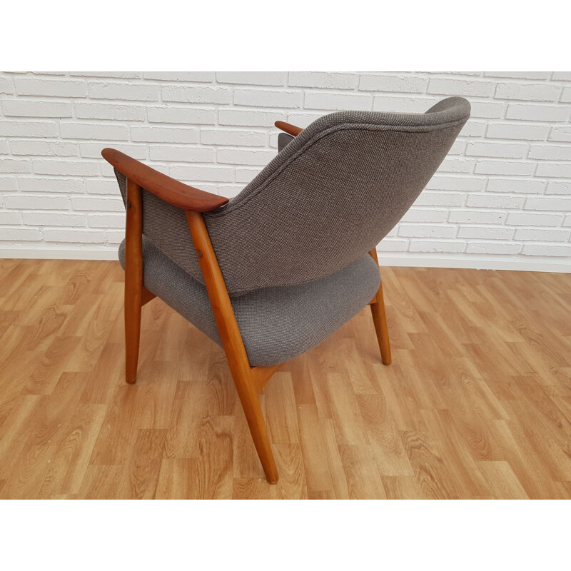 Vintage armchair in teak and beech Kvadrat wool Scandinavian 1960s