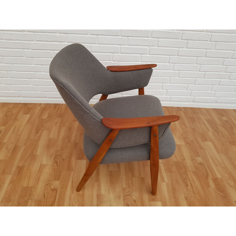 Vintage armchair in teak and beech Kvadrat wool Scandinavian 1960s