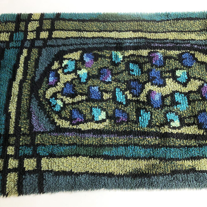 Vintage long pile rug by Rya, Sweden 1960