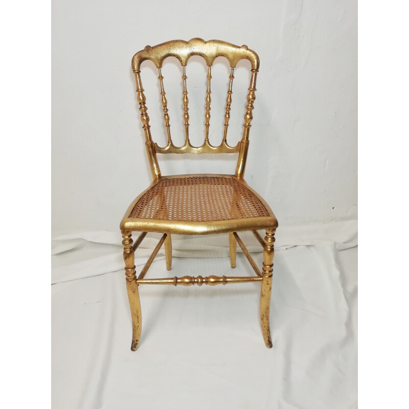 Vintage Napoleón chair in gilded wood 1980s