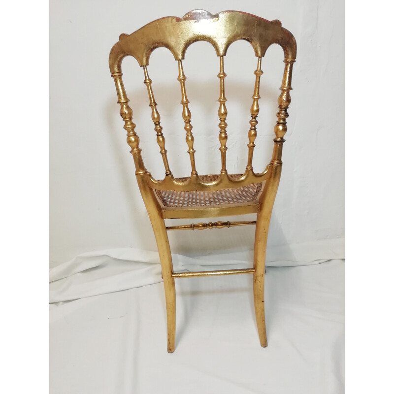 Vintage Napoleón chair in gilded wood 1980s