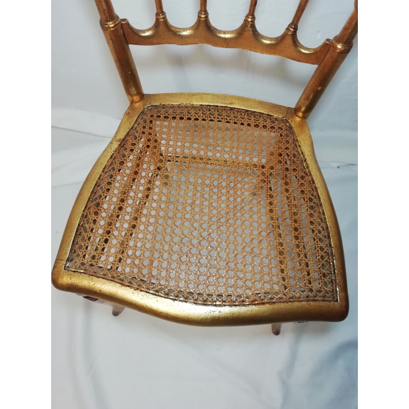 Chaise vintage Napoléón en bois doré 1980