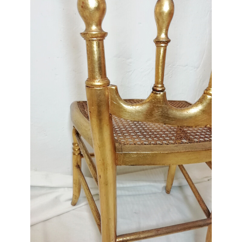 Vintage Napoleón chair in gilded wood 1980s