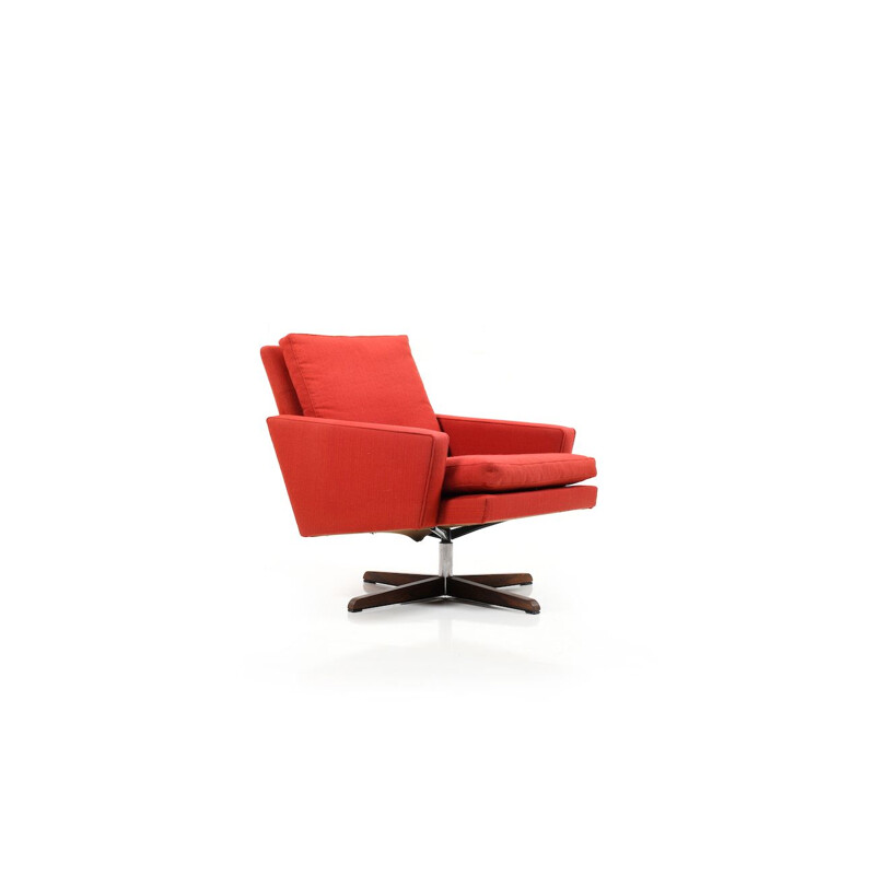 Vintage red  swivel armchair 1960