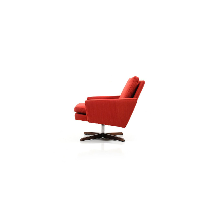 Vintage red  swivel armchair 1960