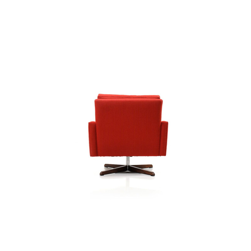 Vintage red  swivel armchair 1960