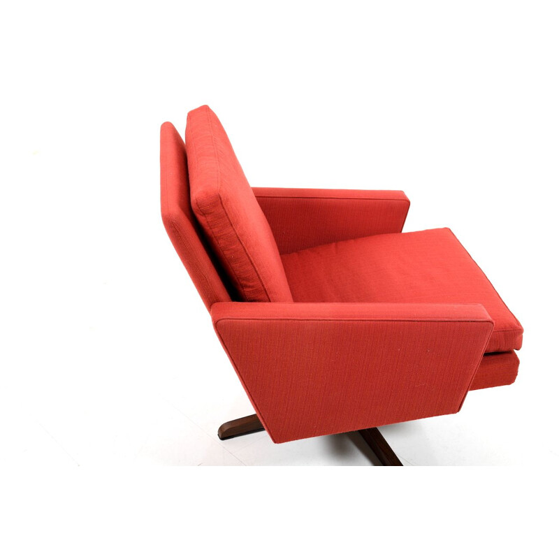 Vintage red  swivel armchair 1960