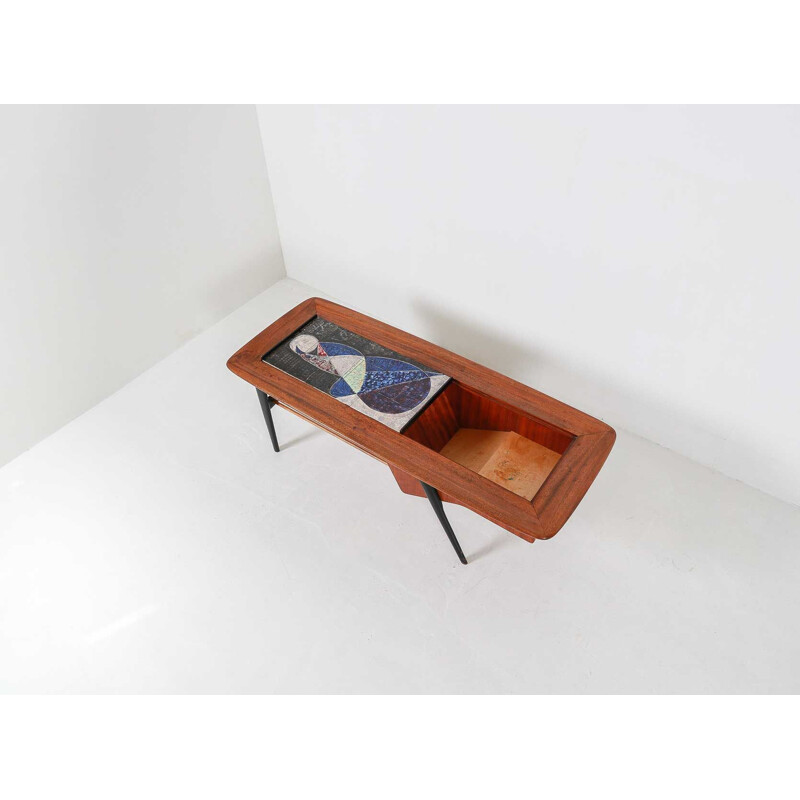 Vintage coffee table in rosewood by Alfred Hendrickx 1957