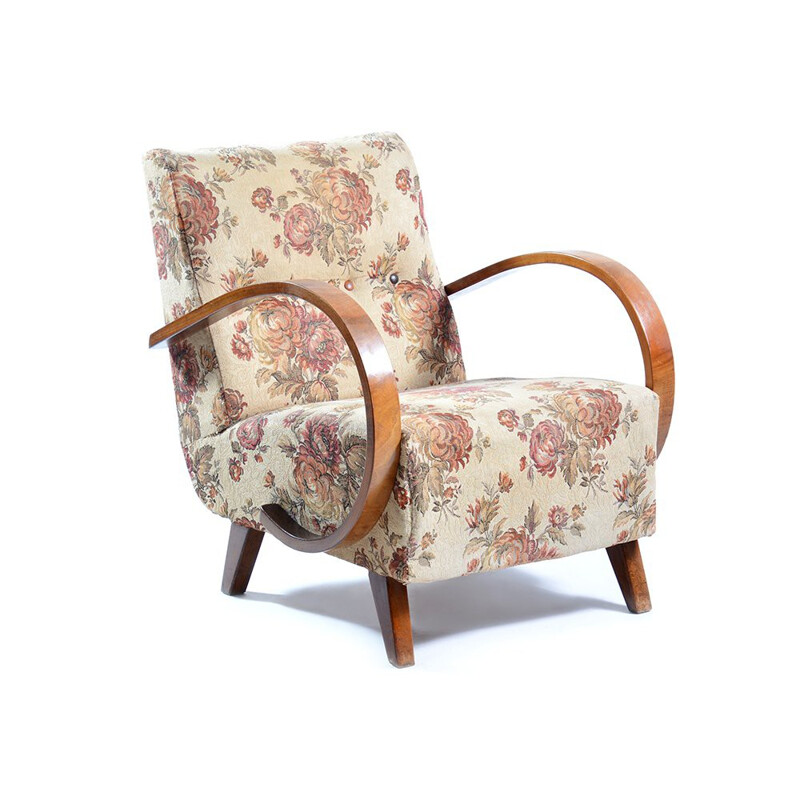 Armchair in wood and fabric, Jindrich HALABALA - 1950s