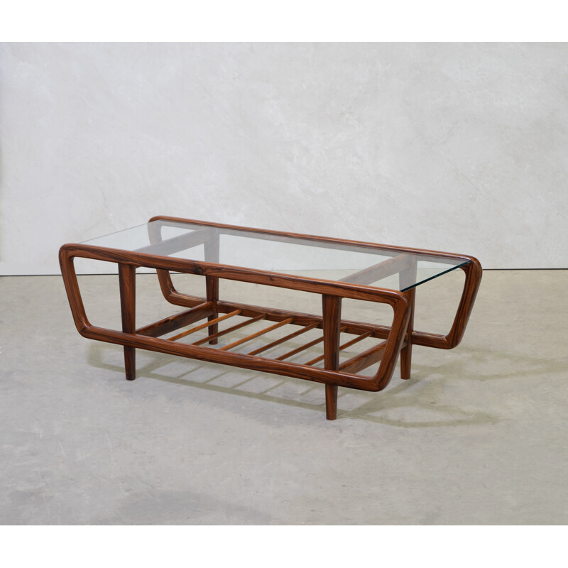 Vintage rosewood coffee table by Giuseppe Scapinelli 1950