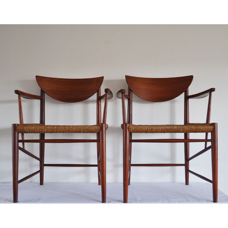 Pair of vintage armchairs model 317 for Søborg in teakwood 1950