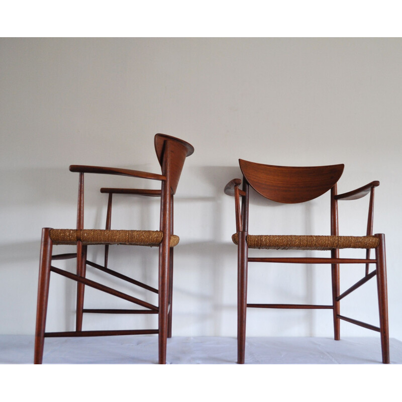Pair of vintage armchairs model 317 for Søborg in teakwood 1950