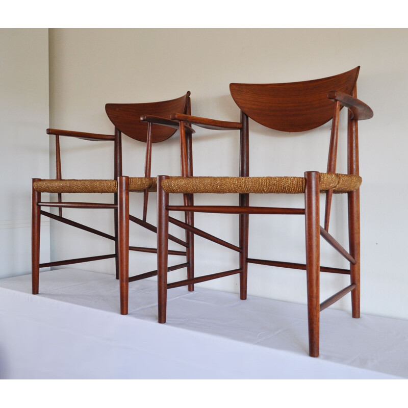 Pair of vintage armchairs model 317 for Søborg in teakwood 1950