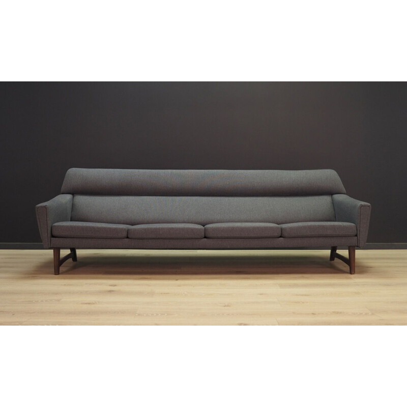 Vintage danish sofa in grey fabric and wood 1970