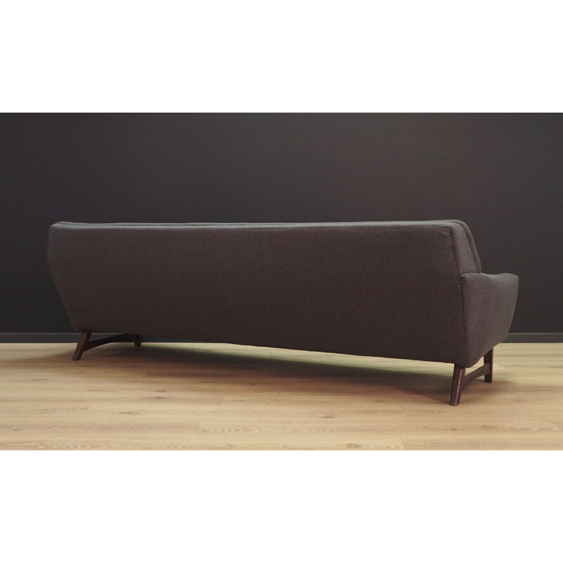 Vintage danish sofa in grey fabric and wood 1970