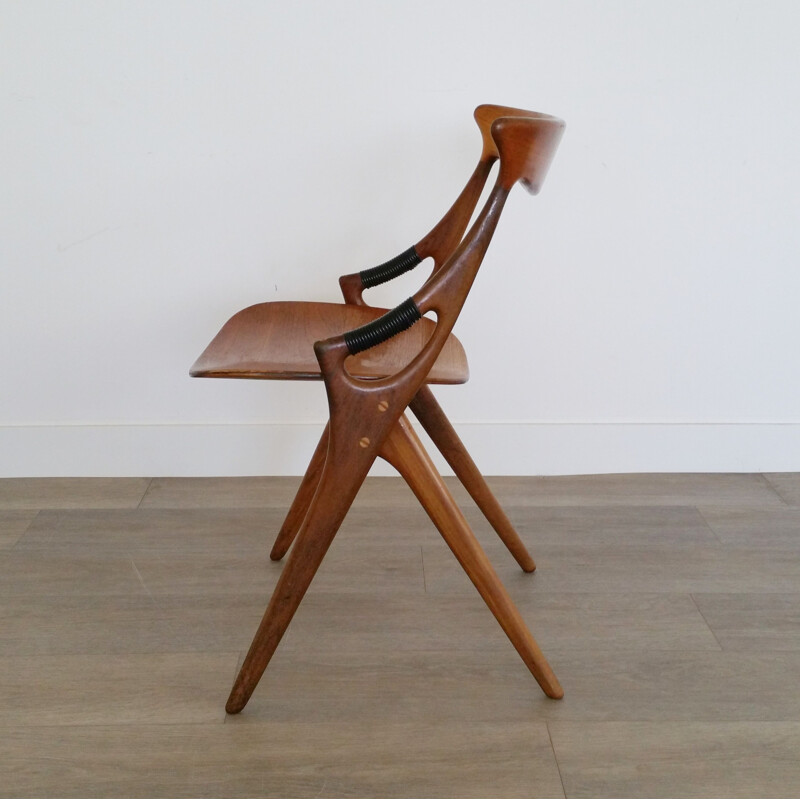 Set of 4 vintage chairs in teak model 71 by Arne Hovmand Olsen for Mogens Kold Denmark 1950s
