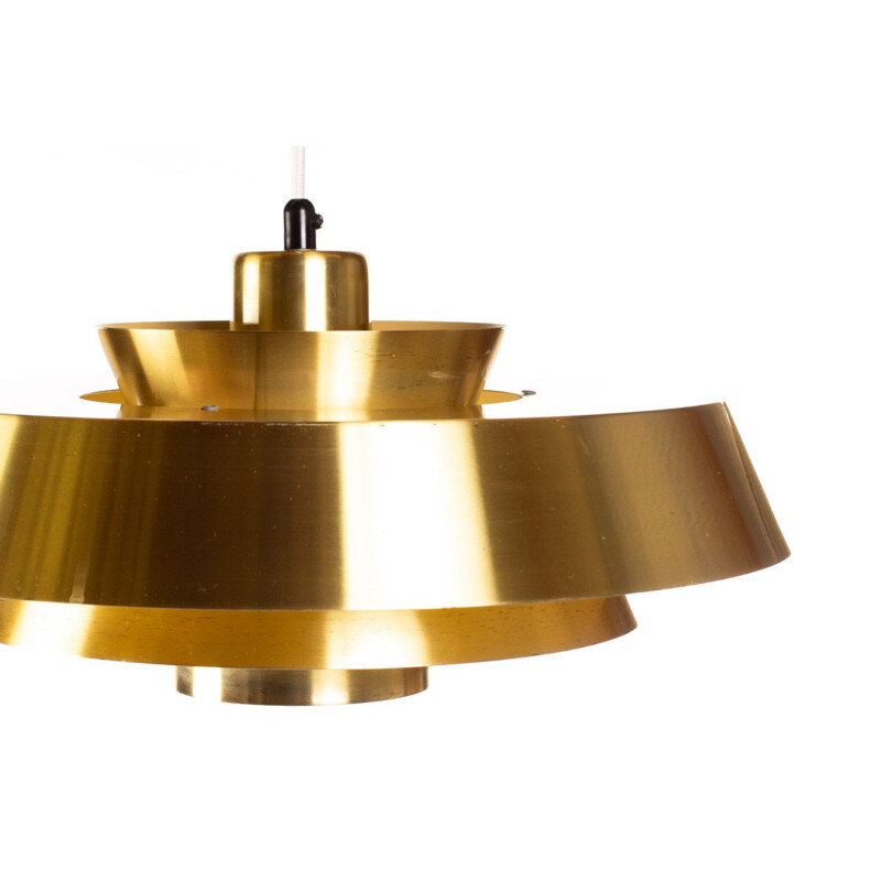 Set of 2 vintage hanging lamps in brass Nova by Jo Hammerborg for Fog & Mørup 1960s