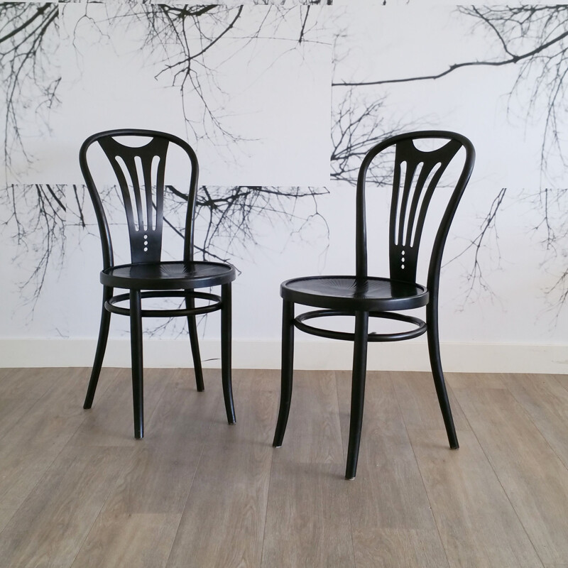 Set of 2 vintage dining chairs black from ZPM Radomsko, 1960s