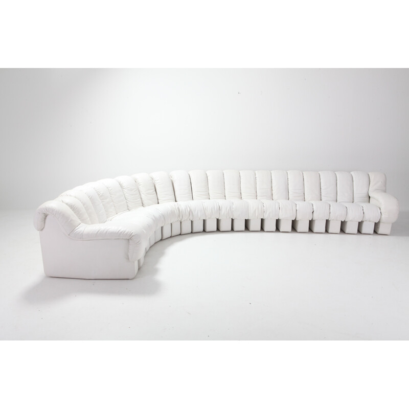 Vintage sofa De Sede Snake DS 600 Non Stop in White Leather 1972