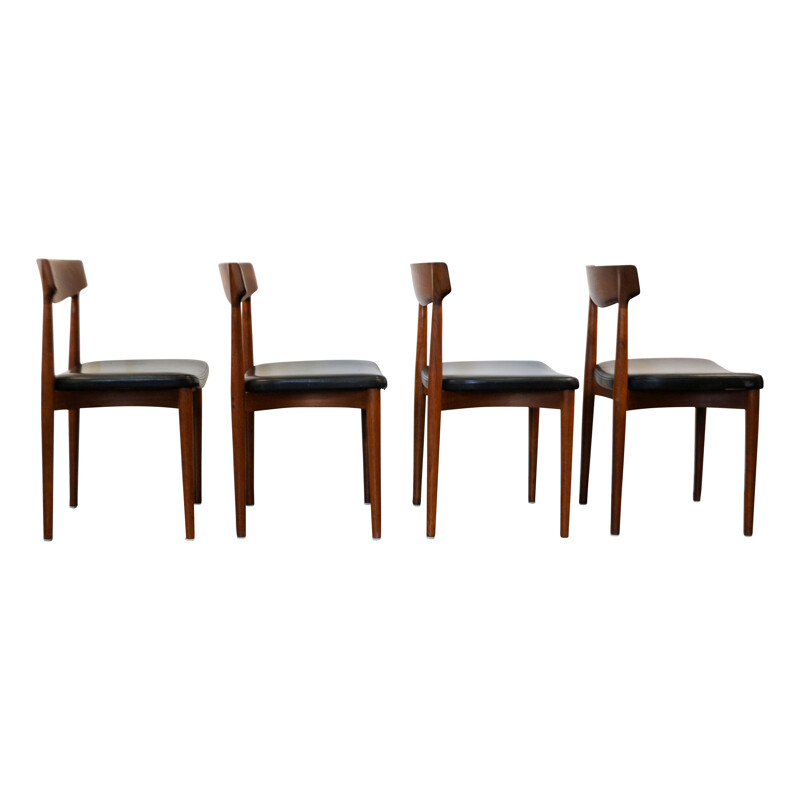 Set of 4 vintage model 532 chairs for Slaelse Movelaerk in teak and leather 1960
