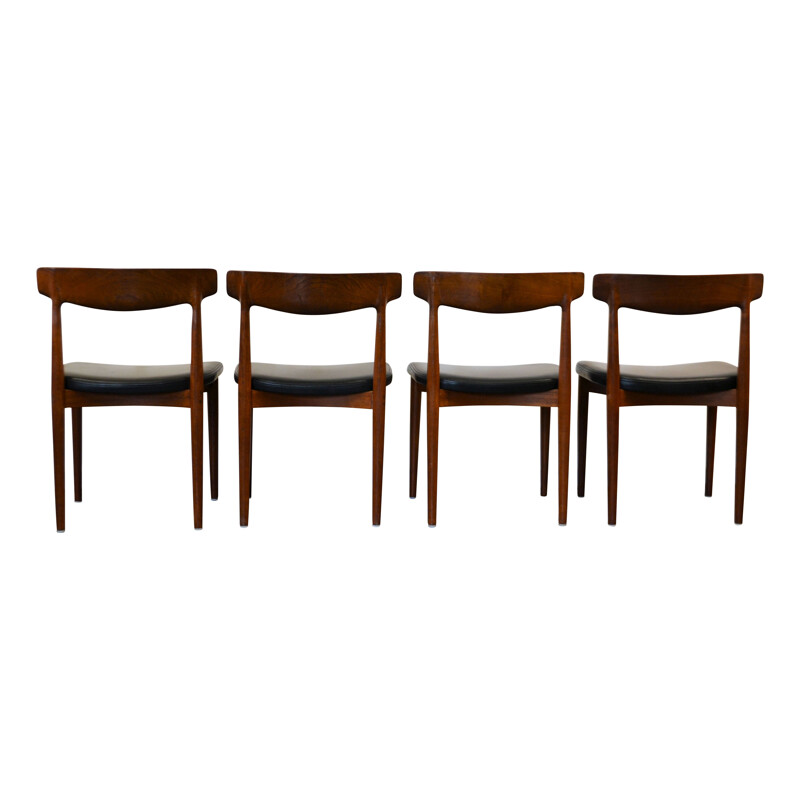 Set of 4 vintage model 532 chairs for Slaelse Movelaerk in teak and leather 1960